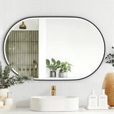 NOOSA LED Oval Metal Frame Mirror 1200x750mm Matte Black