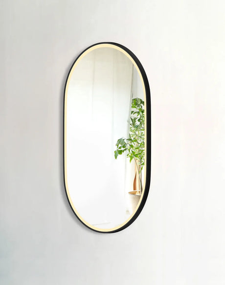 NOOSA LED Oval Metal Frame Mirror 1200x750mm Matte Black