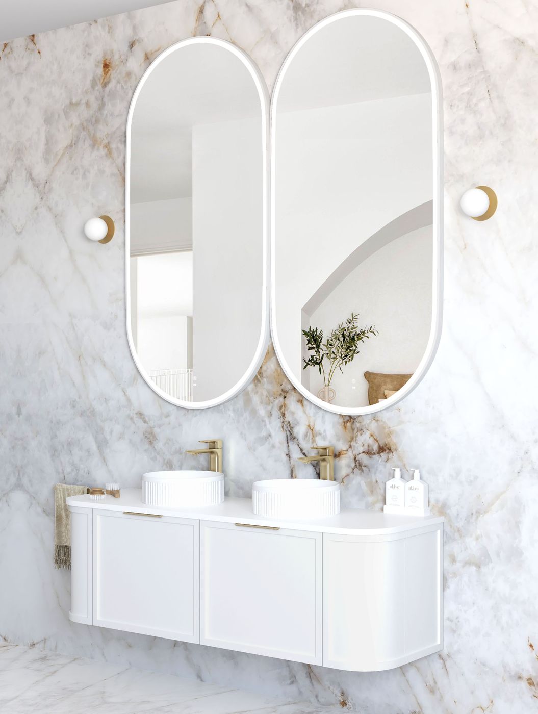 NOOSA LED Oval Metal Frame Mirror 1500x750mm Matte White