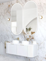 NOOSA LED Oval Metal Frame Mirror 1500x750mm Matte White