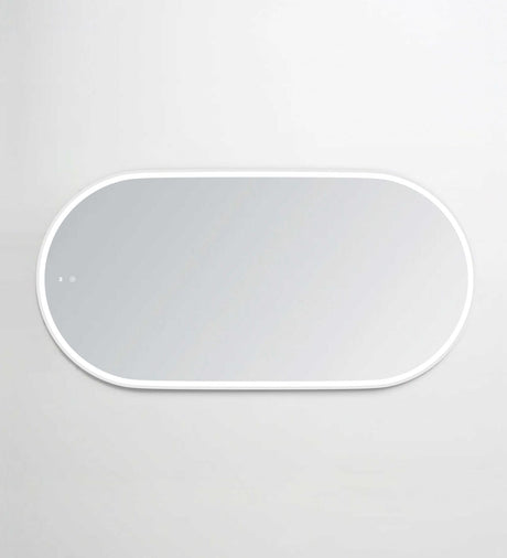 NOOSA LED Oval Metal Frame Mirror 1500x750mm Matte White