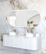 NOOSA LED Oval Metal Frame Mirror 1800x750mm Matte White