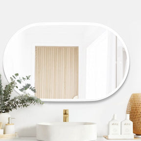 NOOSA LED Oval Metal Frame Mirror 900x600mm Matte White