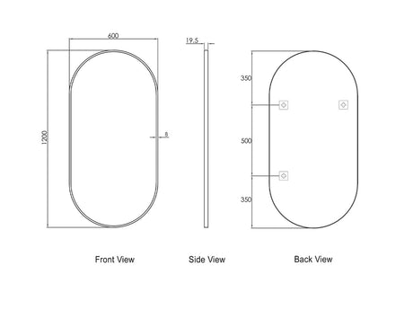NOOSA Oval Framed Mirror 1200x600mm
