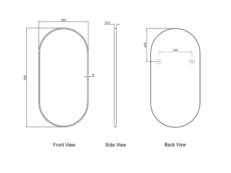 NOOSA Oval Framed Mirror 900x450mm