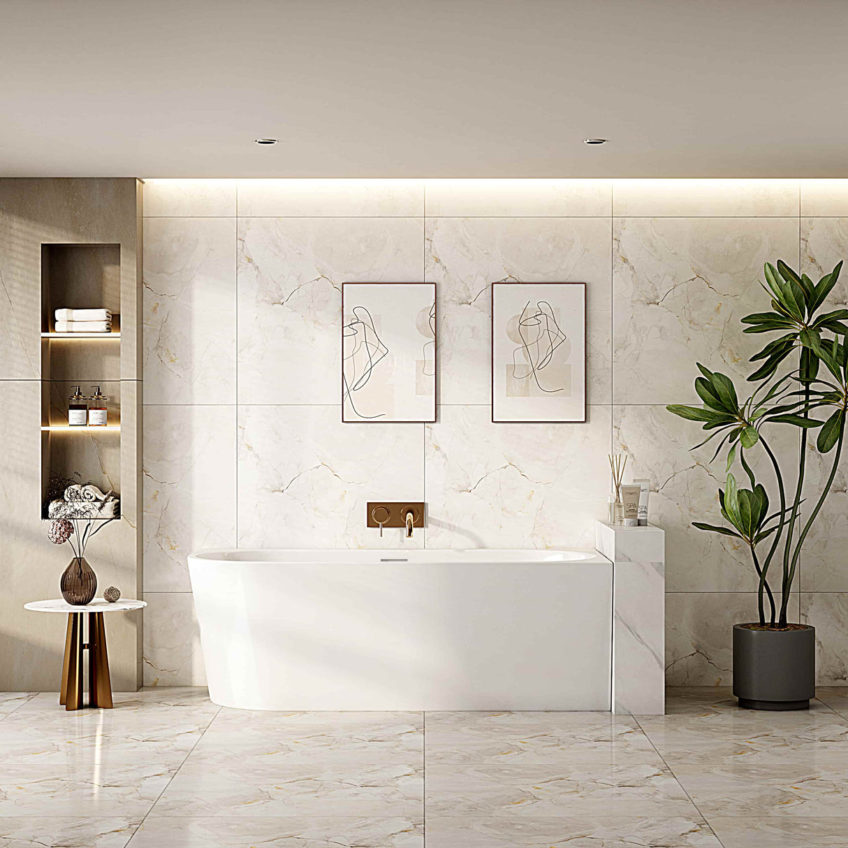 NOVA Ultra-Thin Corner Bathtub (Gloss White) 1400/1500/1700mm