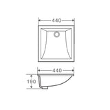 NUE 44 Undercounter Square Basin (440x440x190mm)
