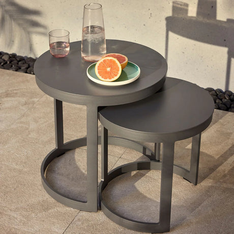 Neverland Outdoor Aluminium Round Side Table 44 cm in Charcoal/White