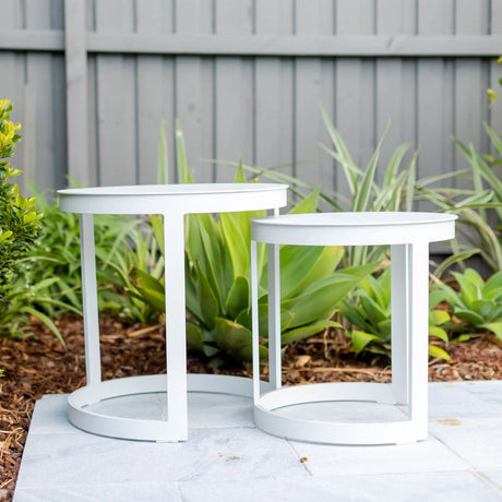 Neverland Outdoor Aluminium Round Side Table 44 cm in Charcoal/White