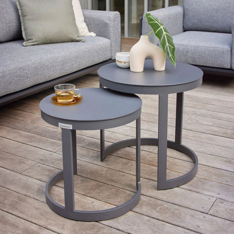 Neverland Outdoor Aluminium Round Side Table 52 cm in Charcoal/White