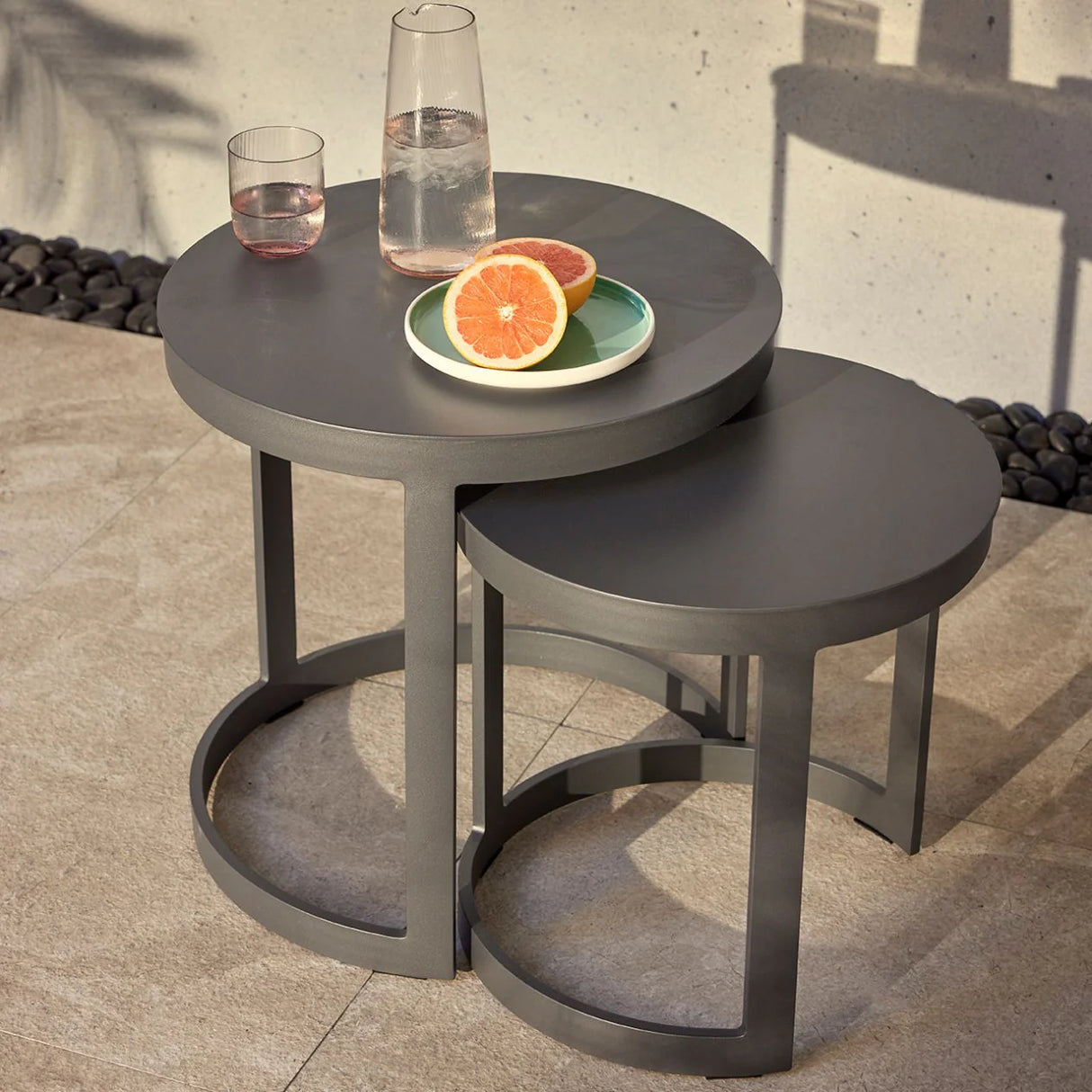 Neverland Outdoor Aluminium Round Side Table 52 cm in Charcoal/White