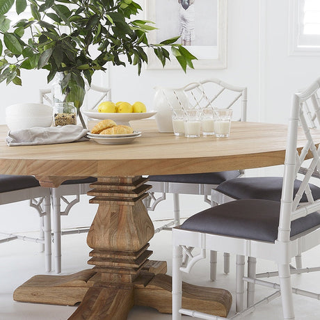 Newland Round Solid Mindi Wood Pedestal Table - 1.8m