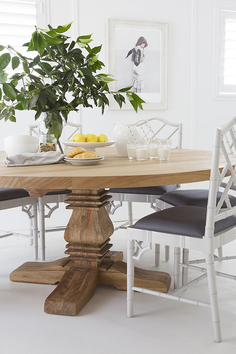 Newland Round Solid Wood  Pedestal Table - 1.5m