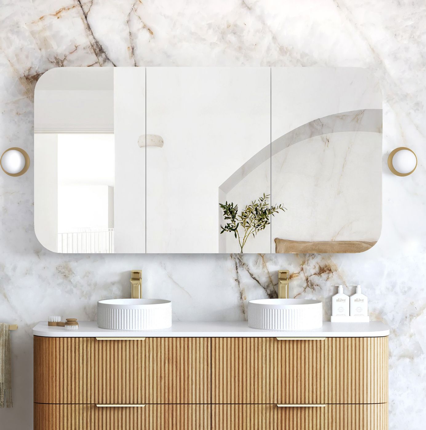 Newport Shaving Cabinet-Woodland Oak-Soft Square 900-1200-1500-1800