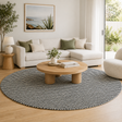 Nordic Charcoal Grey Reversible Wool Round Rug