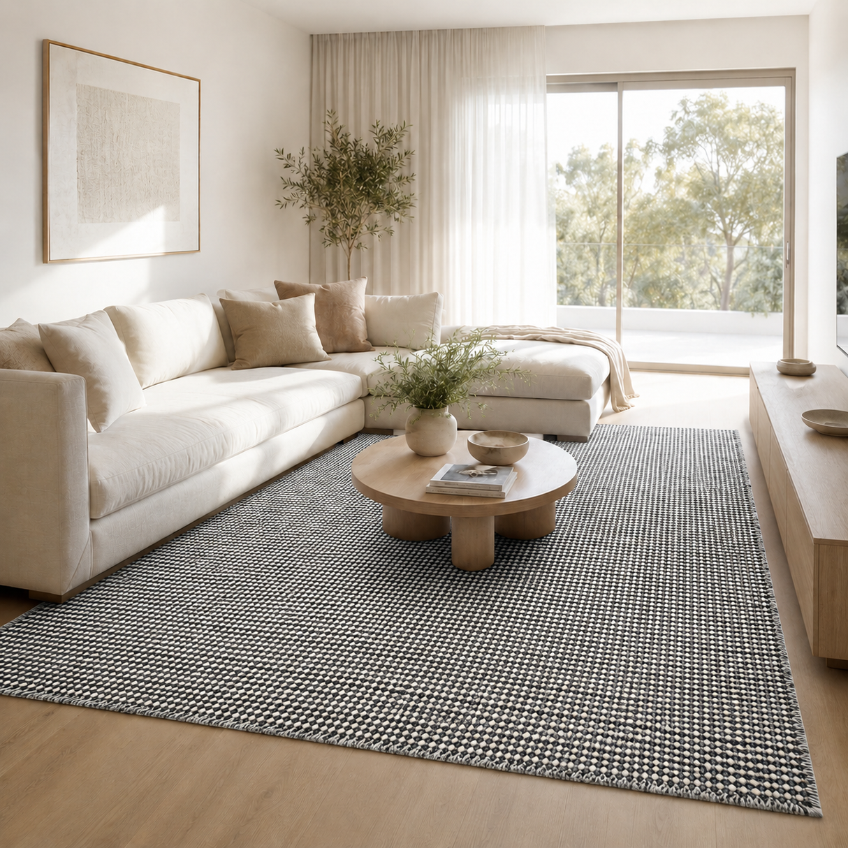 Nordic Charcoal Grey Reversible Wool Rug
