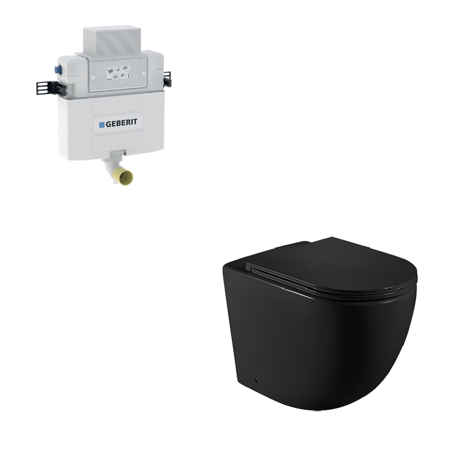 Norton99 Wall Faced Floor Toilet Pan (Matte Black)