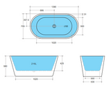 Ovia Free Standing Bathtub (Gloss White) (1200/1300/1400/1500/1700mm)-Clearance