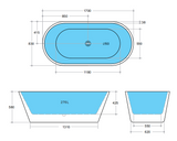 Ovia Free Standing Bathtub (Gloss White) (1200/1300/1400/1500/1700mm)-Clearance