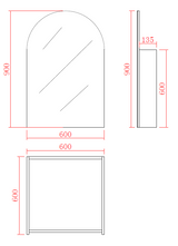 OLIVIA Shaving Cabinet Arch Mirror Matte Black (600mm)