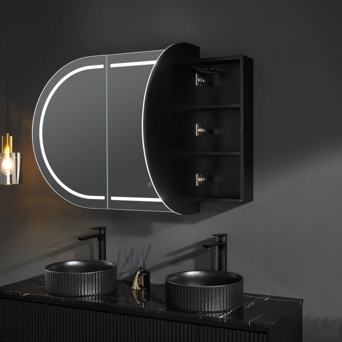 Olivia Front-Lit LED Shaving Cabinet 900/1200/1500mm Matte White/Black