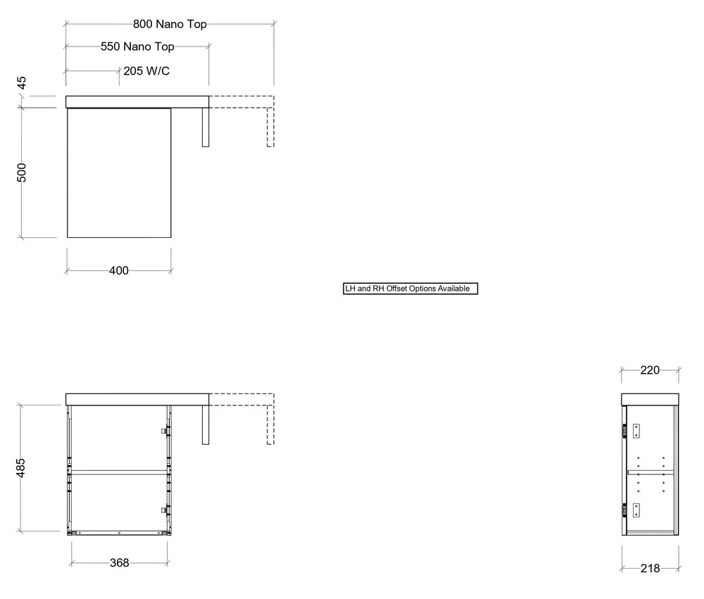 Timberline OSCAR Single Bowl Wall Hung Vanity (All Sizes)