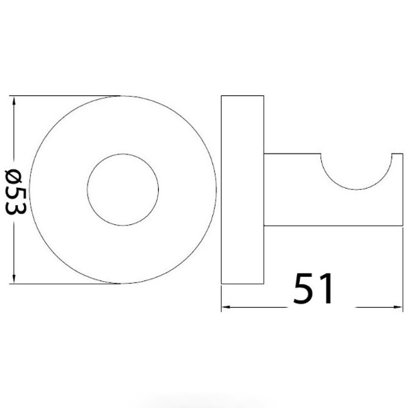 Otus Round Robe Hook - Technical Drawing