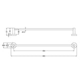 OTUS Slimline Towel Rail Single 600mm - Technical Drawing