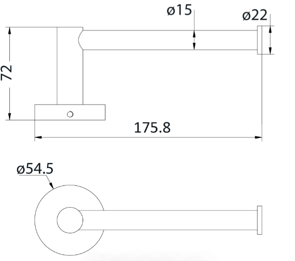Otus L-Shaped Toilet Roll Holder - Technical Drawing