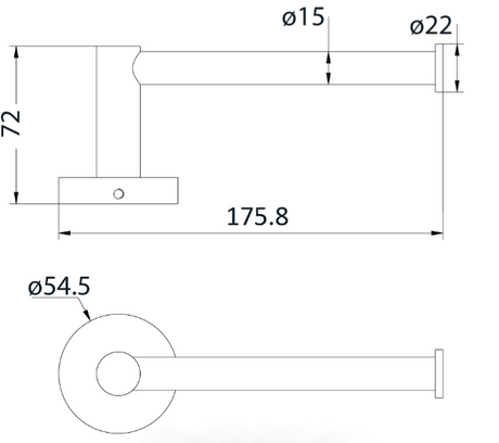 Otus L-Shaped Toilet Roll Holder - Technical Drawing