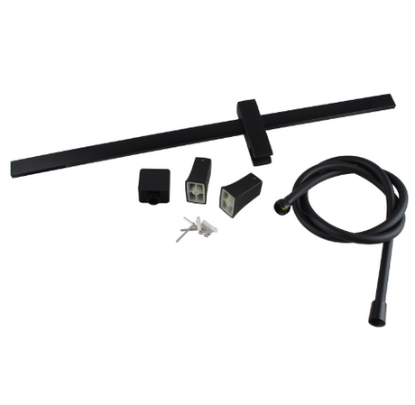 AQU Square Wall Mounted Sliding Rail With Water Hose Wall Connector Only - Black