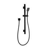 3 Functions Square Hand Held Shower Set With Rail - Black
