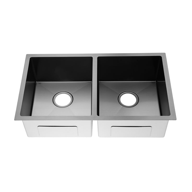 Double Bowl Gunmetal Stainless Steel Sink 770x450x215mm