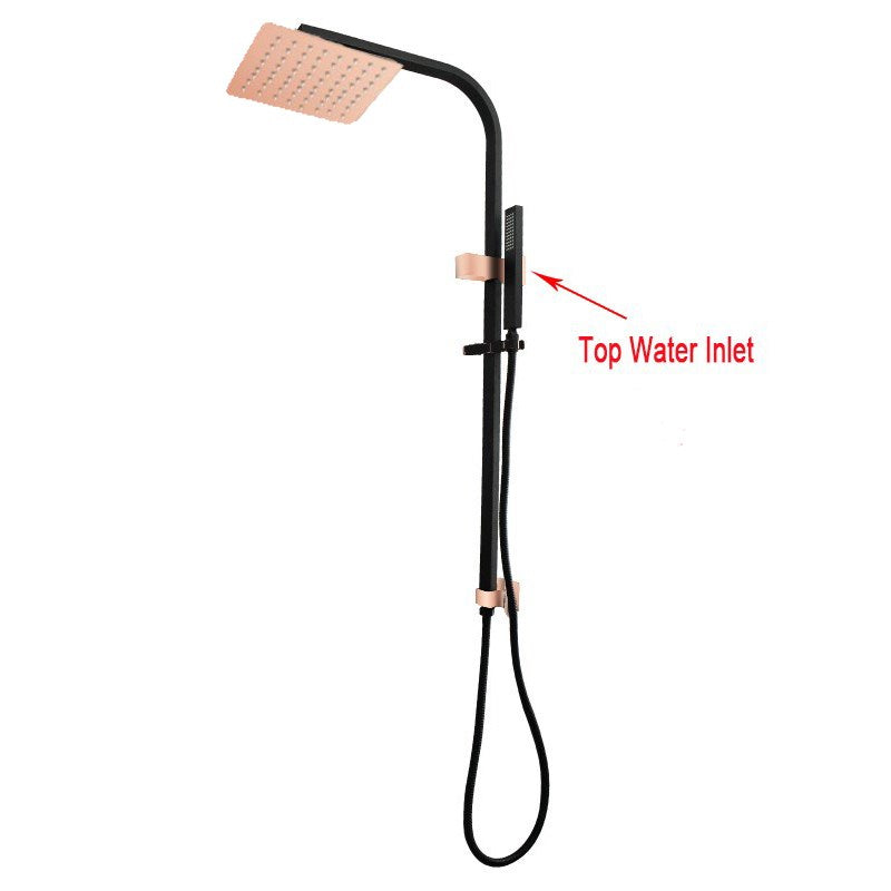 10"Square Black Rose Gold Shower Station Top Water Inlet