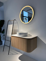 Waverton Wall Hung Curve Vanity Natural Oak (All Sizes)