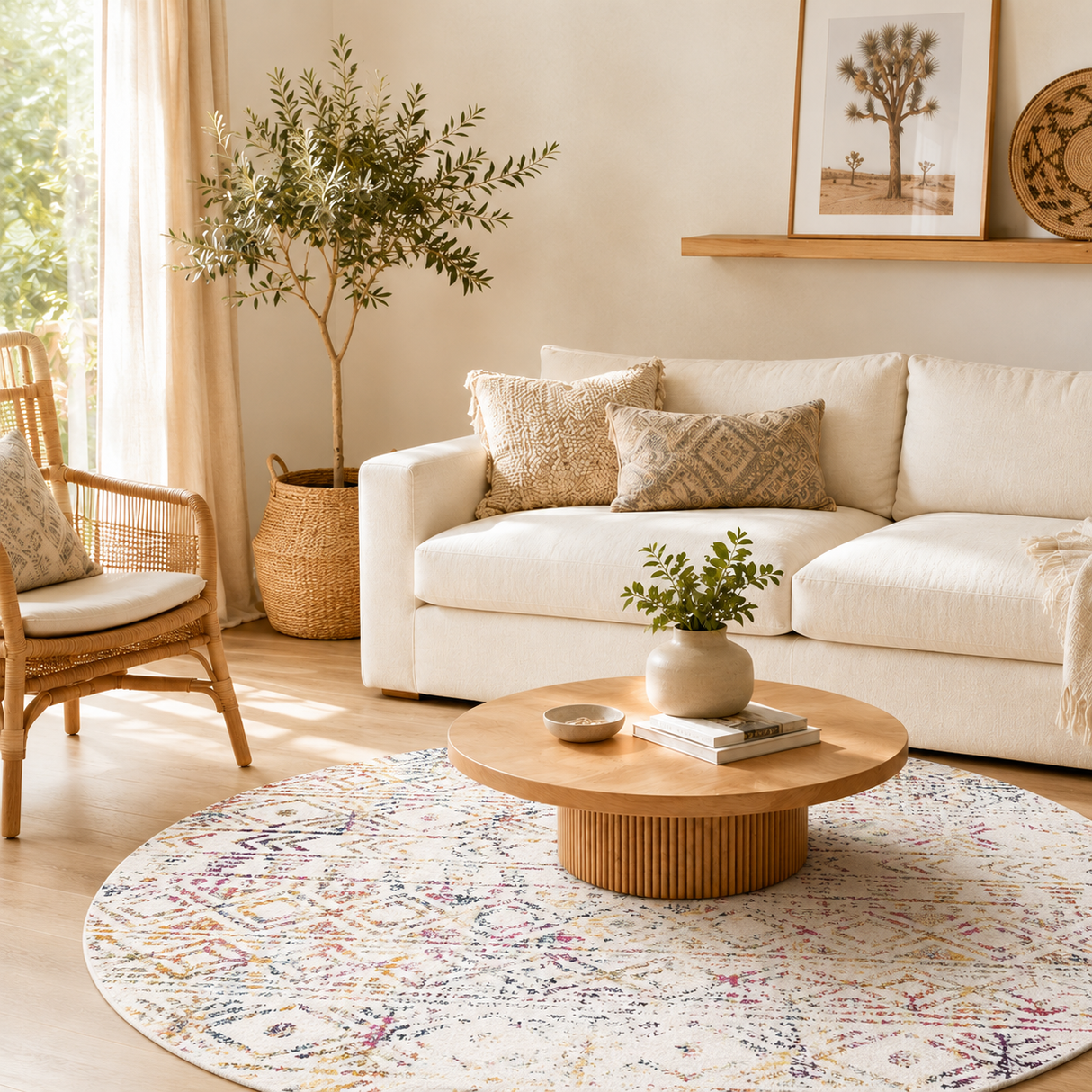 Oasis Ismail Multi Grey Rustic Round Rug