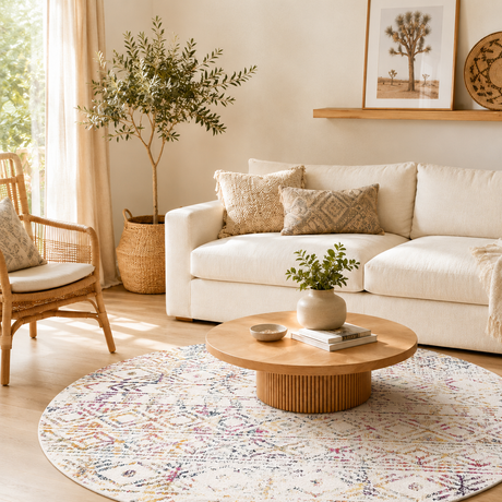 Oasis Ismail Multi Grey Rustic Round Rug