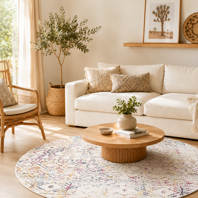 Oasis Ismail Multi Grey Rustic Round Rug