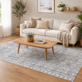 Oasis Ismail White Blue Rustic Rug