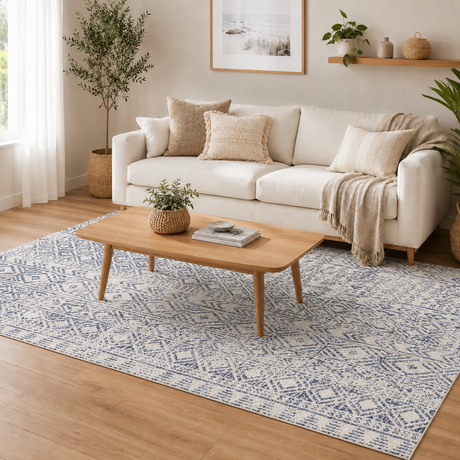 Oasis Ismail White Blue Rustic Rug