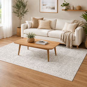 Oasis Ismail White Grey Rustic Rug