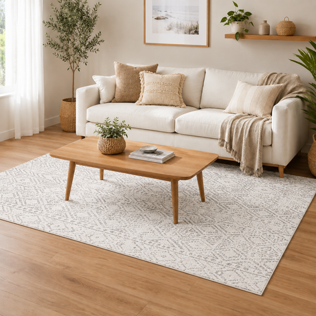 Oasis Ismail White Grey Rustic Rug