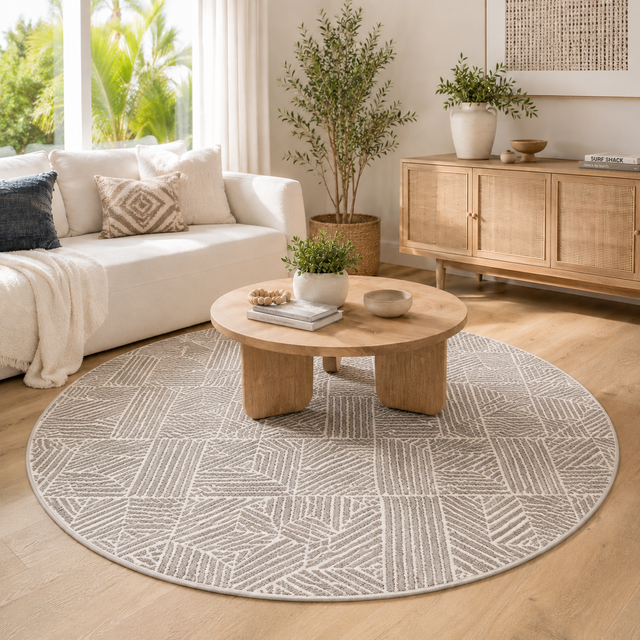 Oasis Kenza Contemporary Silver Round Rug