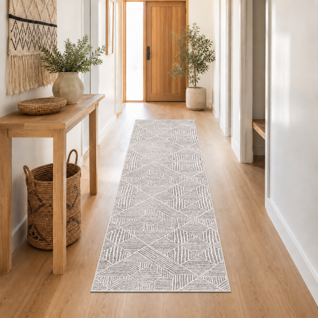 Oasis Kenza Contemporary Silver Runner Rug