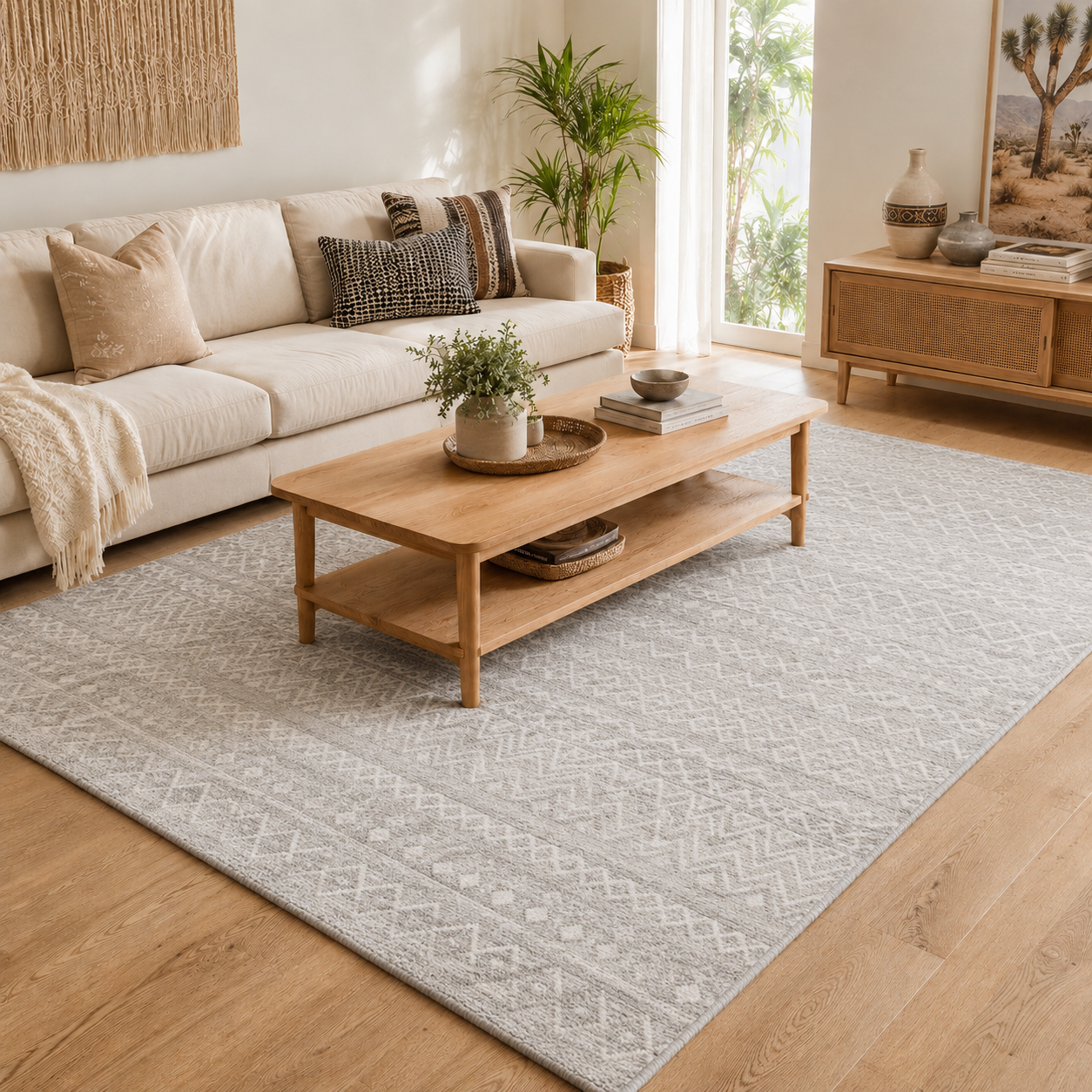 Oasis Nadia Grey Rustic Tribal Rug