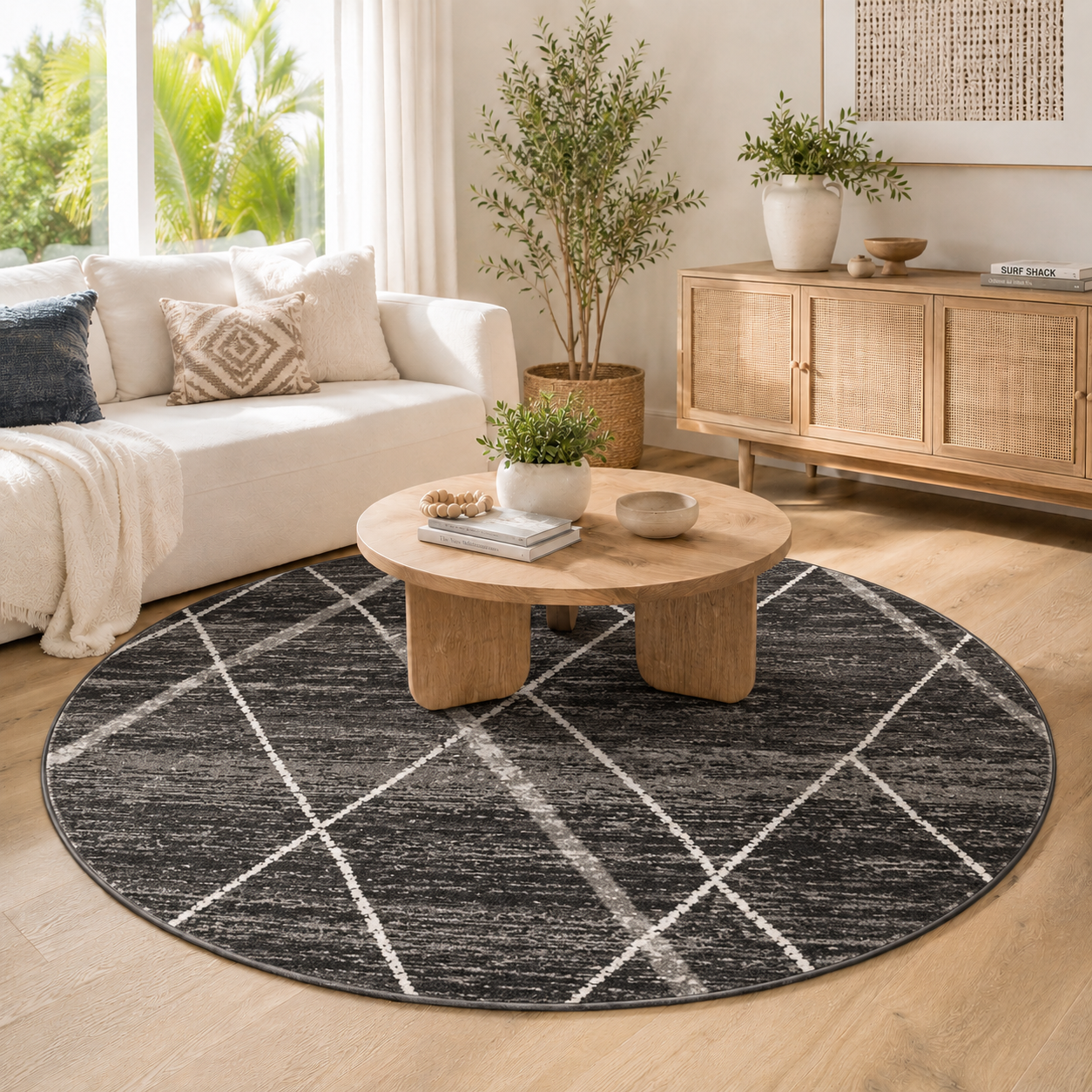 Oasis Noah Charcoal Contemporary Round Rug