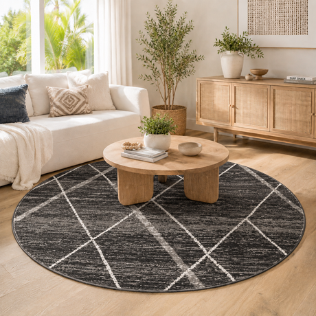 Oasis Noah Charcoal Contemporary Round Rug