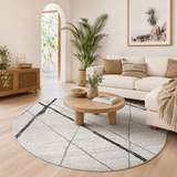 Oasis Noah White Grey Contemporary Round Rug