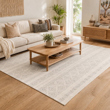 Oasis Salma White And Grey Tribal Rug