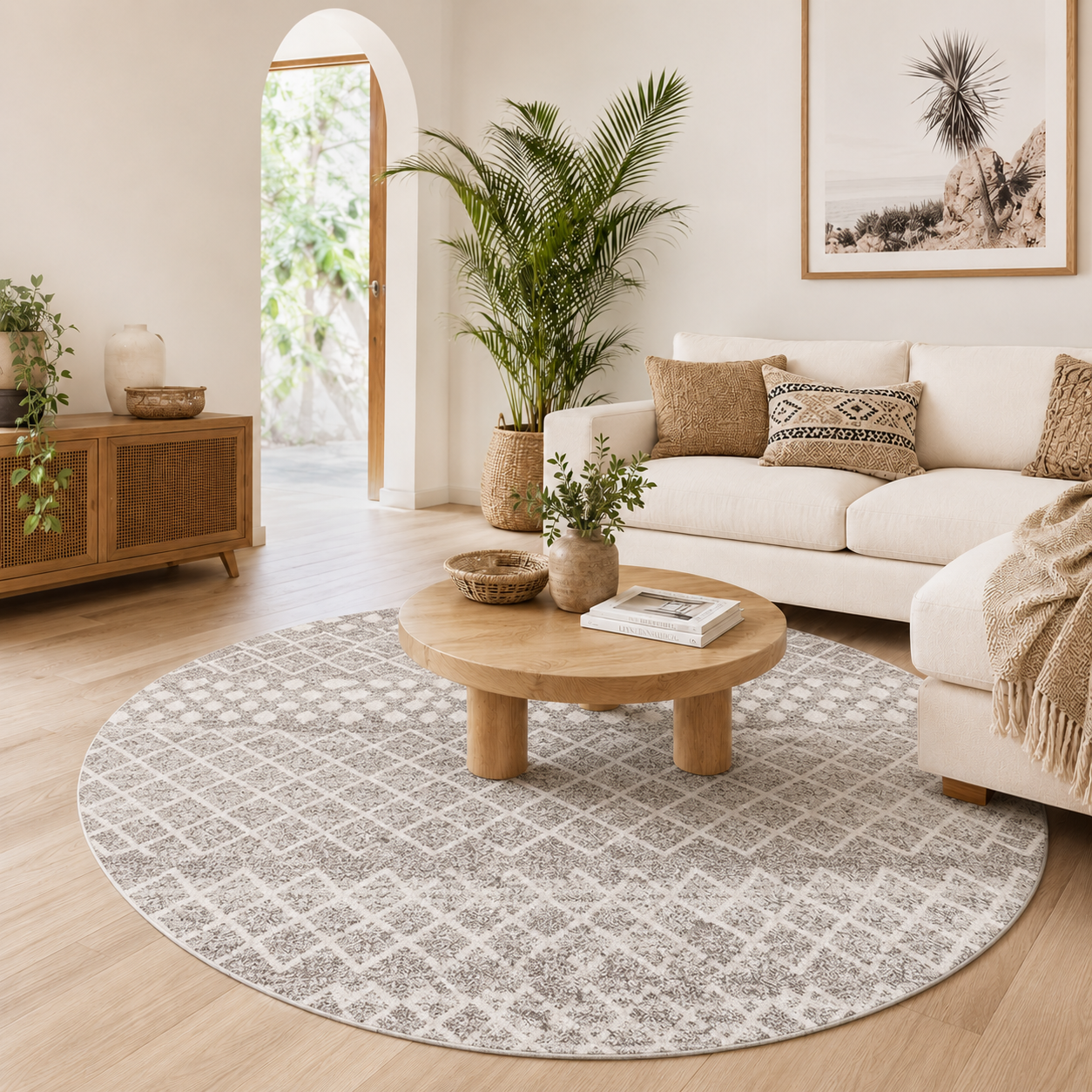 Oasis Selma Silver Tribal Round Rug